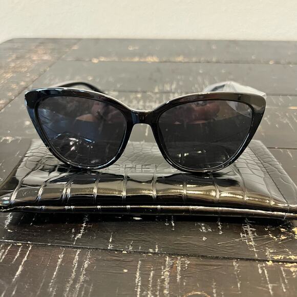 Rachel Zoe Womens Sunglasses Black Cateye‎ Plastic Frame 56-18 - Picture 1 of 5